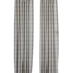 Curtains & Drapes-Kirkland's Home Black Checkered Single Curtain Panel, 84 In. Black/Tan