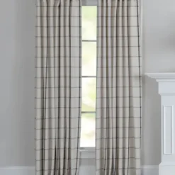 Curtains & Drapes-Kirkland's Home Black Checkered Single Curtain Panel, 84 In. Black/Tan