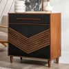 Cabinets & Sideboards-Kirkland's Home Black Chevron Wood Single Drawer Cabinet