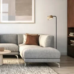 Floor Lamps-Kirkland's Home Black Contemporary Arch Task Floor Lamp Tan