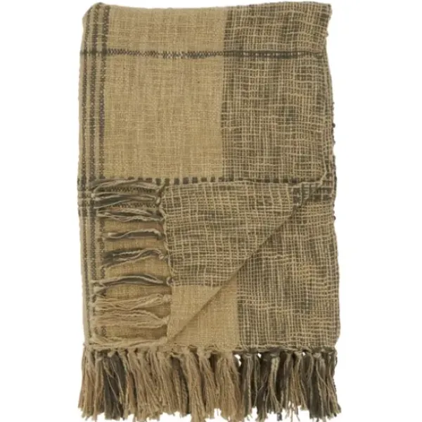 Blankets & Throws-Kirkland's Home Black Cotton Plaid Oaker Throw Blanket Black/Brown