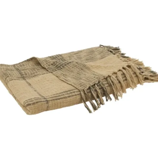 Blankets & Throws-Kirkland's Home Black Cotton Plaid Oaker Throw Blanket Black/Brown