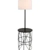 Floor Lamps-Kirkland's Home Black Cross Caged Table Base Floor Lamp White
