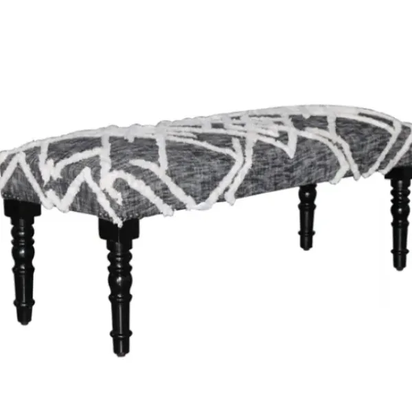 Benches & Ottomans-Kirkland's Home Black Diamond Tufted Modern Bench Gray/White