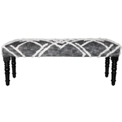 Benches & Ottomans-Kirkland's Home Black Diamond Tufted Modern Bench Gray/White