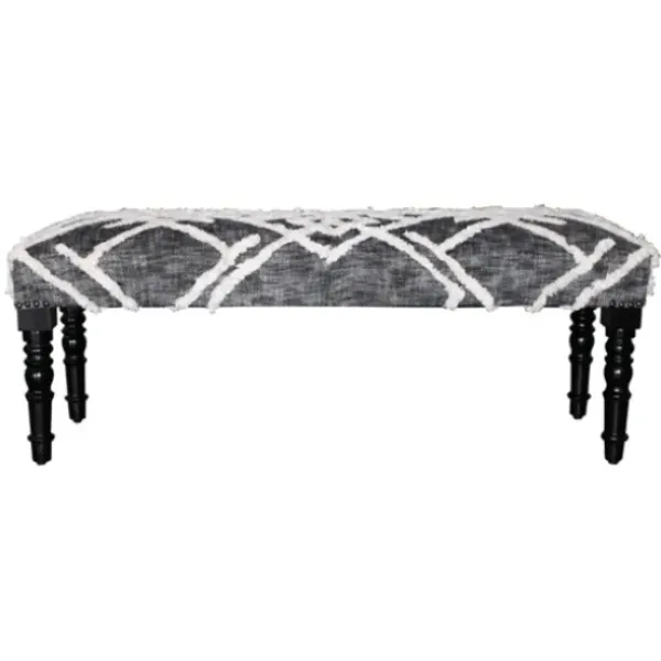 Benches & Ottomans-Kirkland's Home Black Diamond Tufted Modern Bench Gray/White