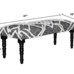 Benches & Ottomans-Kirkland's Home Black Diamond Tufted Modern Bench Gray/White