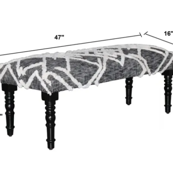 Benches & Ottomans-Kirkland's Home Black Diamond Tufted Modern Bench Gray/White