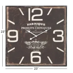 Clocks-Kirkland's Home Black Distressed Wood Face Square Clock