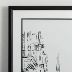 Framed Art-Kirkland's Home Black Eiffel Tower Sketch Framed Art Print White/Black