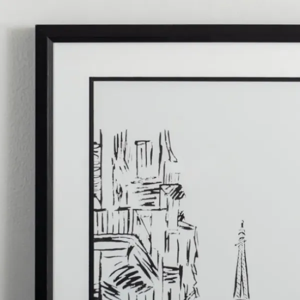Framed Art-Kirkland's Home Black Eiffel Tower Sketch Framed Art Print White/Black