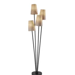 Floor Lamps-Kirkland's Home Black Enoki 4-Arm Asymmetrical Floor Lamp Black/Tan