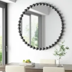 Decorative Mirrors-Kirkland's Home Black Foiled Beaded Wall Mirror, 36 In.