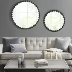 Decorative Mirrors-Kirkland's Home Black Foiled Beaded Wall Mirror, 36 In.