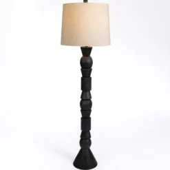 Floor Lamps-Kirkland's Home Black Geometric Floor Lamp Tan