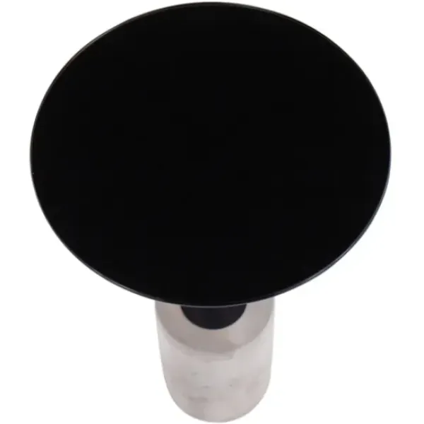 Accent & End Tables-Kirkland's Home Black Glass And Concrete Round Accent Table