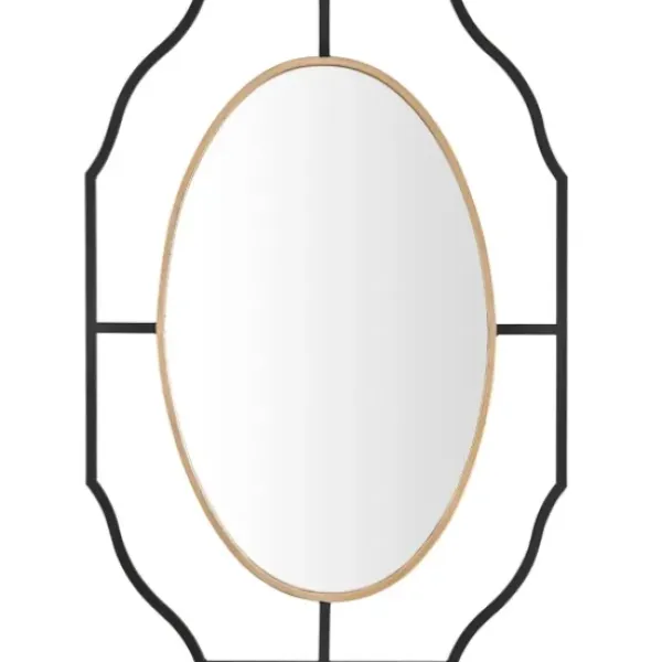 Decorative Mirrors-Kirkland's Home Black Gold Scalloped Oval Frame Wall Mirror