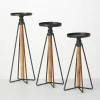 Candle Holders-Kirkland's Home Black Hairpin 3-Pc. Pillar Candle Holder Set Brown/Black