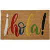 Doormats-Kirkland's Home Black Hello Bold Stripe Coir Doormat, 30 In. Black/Tan