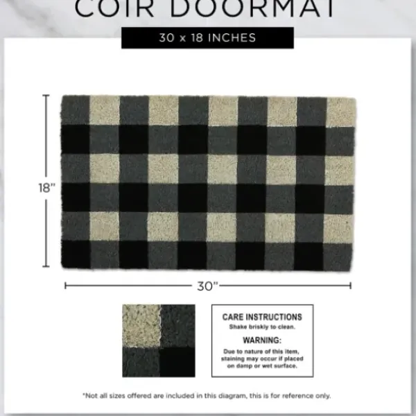 Doormats-Kirkland's Home Black Hello Bold Stripe Coir Doormat, 30 In. Black/Tan