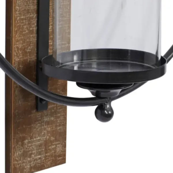 Sconces-Kirkland's Home Black Hoop Glass Sleeve Wall Sconce, 28 In.