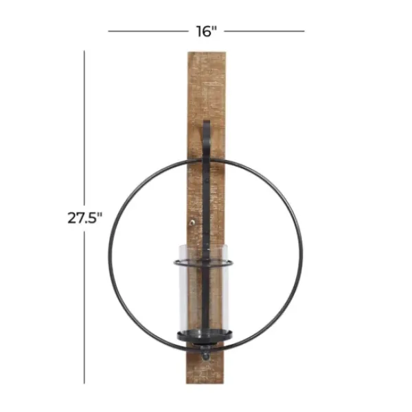Sconces-Kirkland's Home Black Hoop Glass Sleeve Wall Sconce, 28 In.