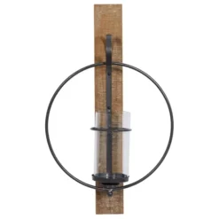 Sconces-Kirkland's Home Black Hoop Glass Sleeve Wall Sconce, 24 In.