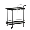 Kitchen Islands & Bar Carts-Kirkland's Home Black Iron And Glass Top Bar Cart