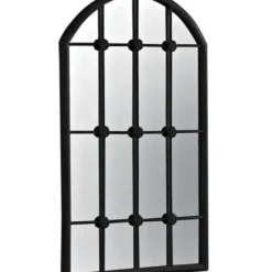 Decorative Mirrors-Kirkland's Home Black Iron Arched Windowpane Mirror