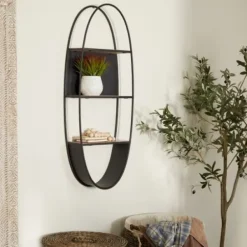 Shelves-Kirkland's Home Black Iron Oval Frame Wall Shelf