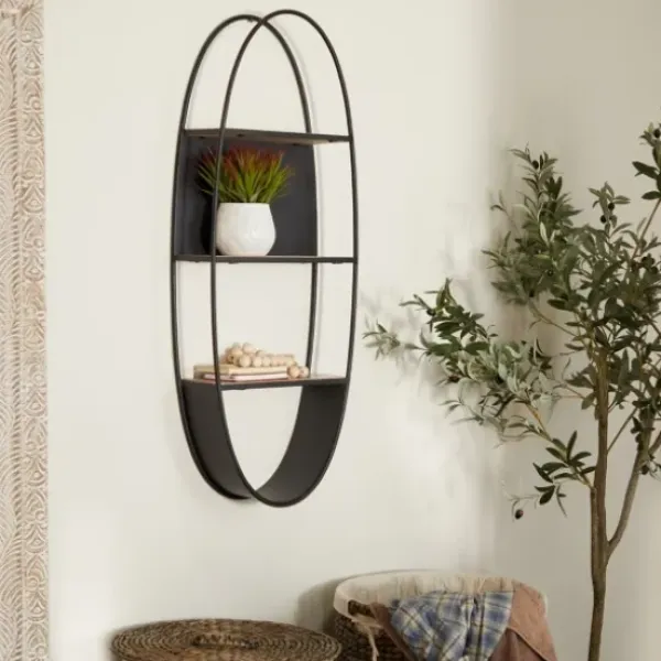 Shelves-Kirkland's Home Black Iron Oval Frame Wall Shelf