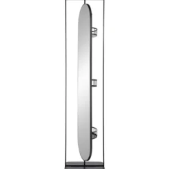 Full Length & Floor Mirrors-Kirkland's Home Black Iron Swivel Floor Mirror With Shelves