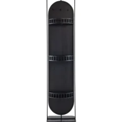 Full Length & Floor Mirrors-Kirkland's Home Black Iron Swivel Floor Mirror With Shelves