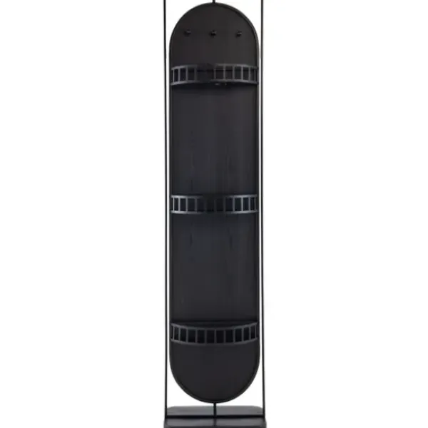 Full Length & Floor Mirrors-Kirkland's Home Black Iron Swivel Floor Mirror With Shelves