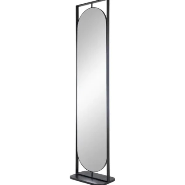 Full Length & Floor Mirrors-Kirkland's Home Black Iron Swivel Floor Mirror With Shelves