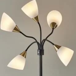 Floor Lamps-Kirkland's Home Black 5-Light Adjustable Tree Floor Lamp Black/White