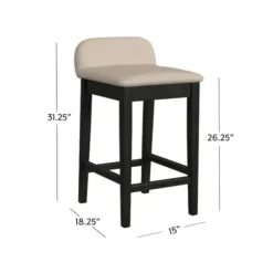 Bar Stools & Counter Height Stools-Kirkland's Home Black Lowback Padded Counter Stool Black/Tan