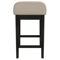 Bar Stools & Counter Height Stools-Kirkland's Home Black Lowback Padded Counter Stool Black/Tan