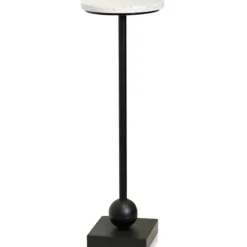 Accent & End Tables-Kirkland's Home Black Marble Top Pedestal Cocktail Table Black/White