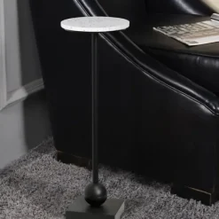 Accent & End Tables-Kirkland's Home Black Marble Top Pedestal Cocktail Table Black/White