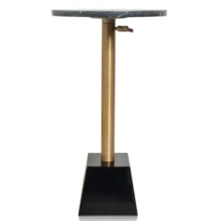 Accent & End Tables-Kirkland's Home Black Marble Top Tapered Base Accent Table, 12 In.