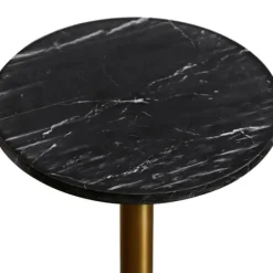 Accent & End Tables-Kirkland's Home Black Marble Top Tapered Base Accent Table, 12 In.