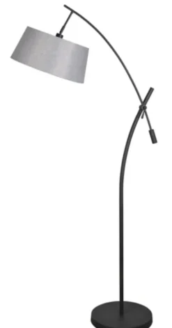 Floor Lamps-Kirkland's Home Black Metal Adjustable Task Shade Floor Lamp Gray