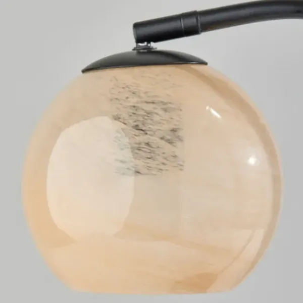 Table Lamps-Kirkland's Home Black Metal And Frosted Glass Globe Table Lamp Tan