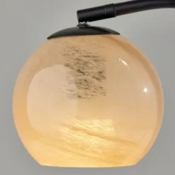 Table Lamps-Kirkland's Home Black Metal And Frosted Glass Globe Table Lamp Tan
