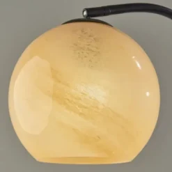 Floor Lamps-Kirkland's Home Black Metal And Frosted Glass Globe Floor Lamp Tan