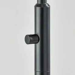 Floor Lamps-Kirkland's Home Black Metal And Frosted Glass Globe Floor Lamp Tan