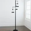 Floor Lamps-Kirkland's Home Black Metal And Glass Globe 3-Arm Floor Lamp Clear