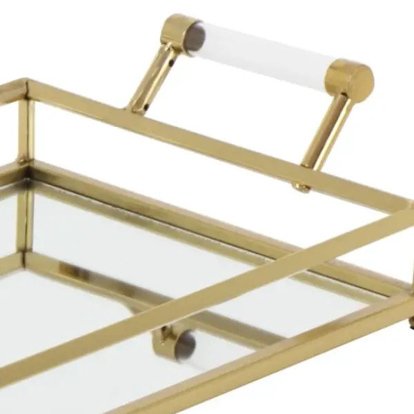 Decorative Trays-Kirkland's Home Black Metal And Glass Tray Brown/Black