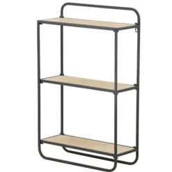 Shelves-Kirkland's Home Black Metal And Wood 3-Tier Wall Shelf